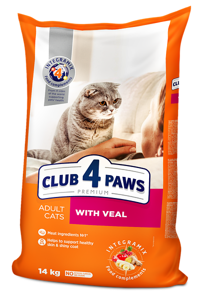 Կեր կատուների  համար '' Club4Paws  Whit Veal''